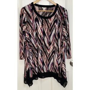 Women’s Cato 3/4 Sleeve SharkBite Hem Stretch Tunic Top Blouse Plus‎ Size 14/16W